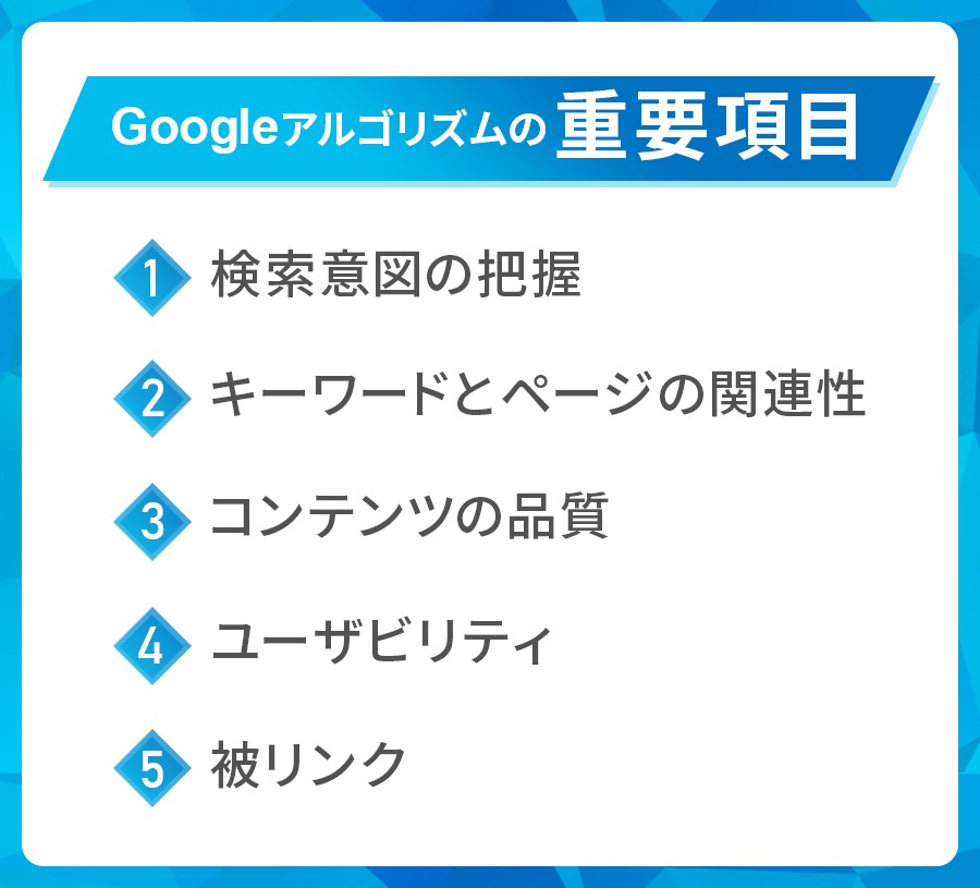 Googleアルゴリズムの重要項目