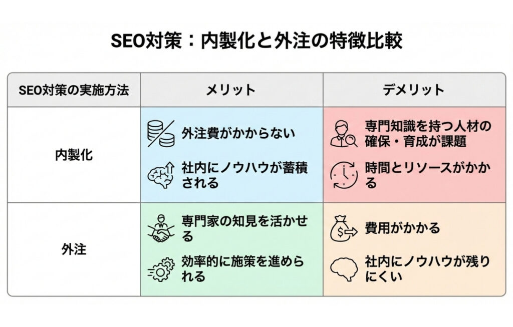 コーポレートサイト（企業サイト）のSEO対策は内製と外注どちらがよい？