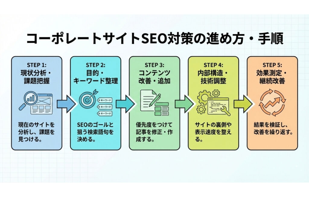 コーポレートサイト（企業サイト）SEO対策の進め方・手順