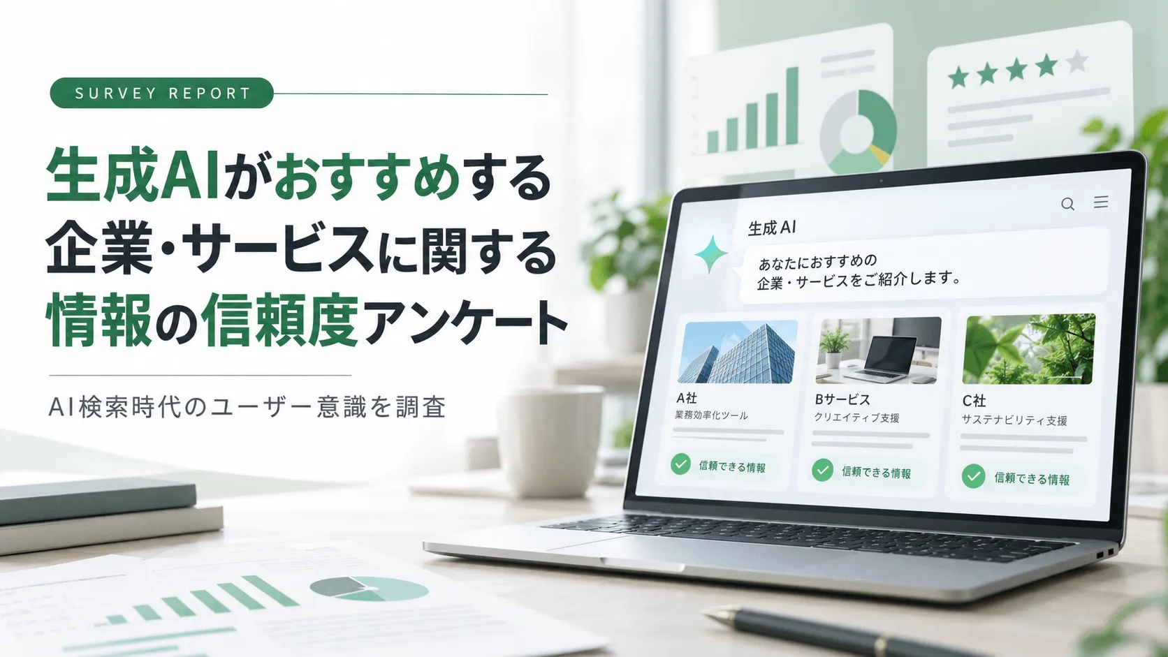 生成AIがおすすめする企業・サービスに関する情報の信頼度アンケート