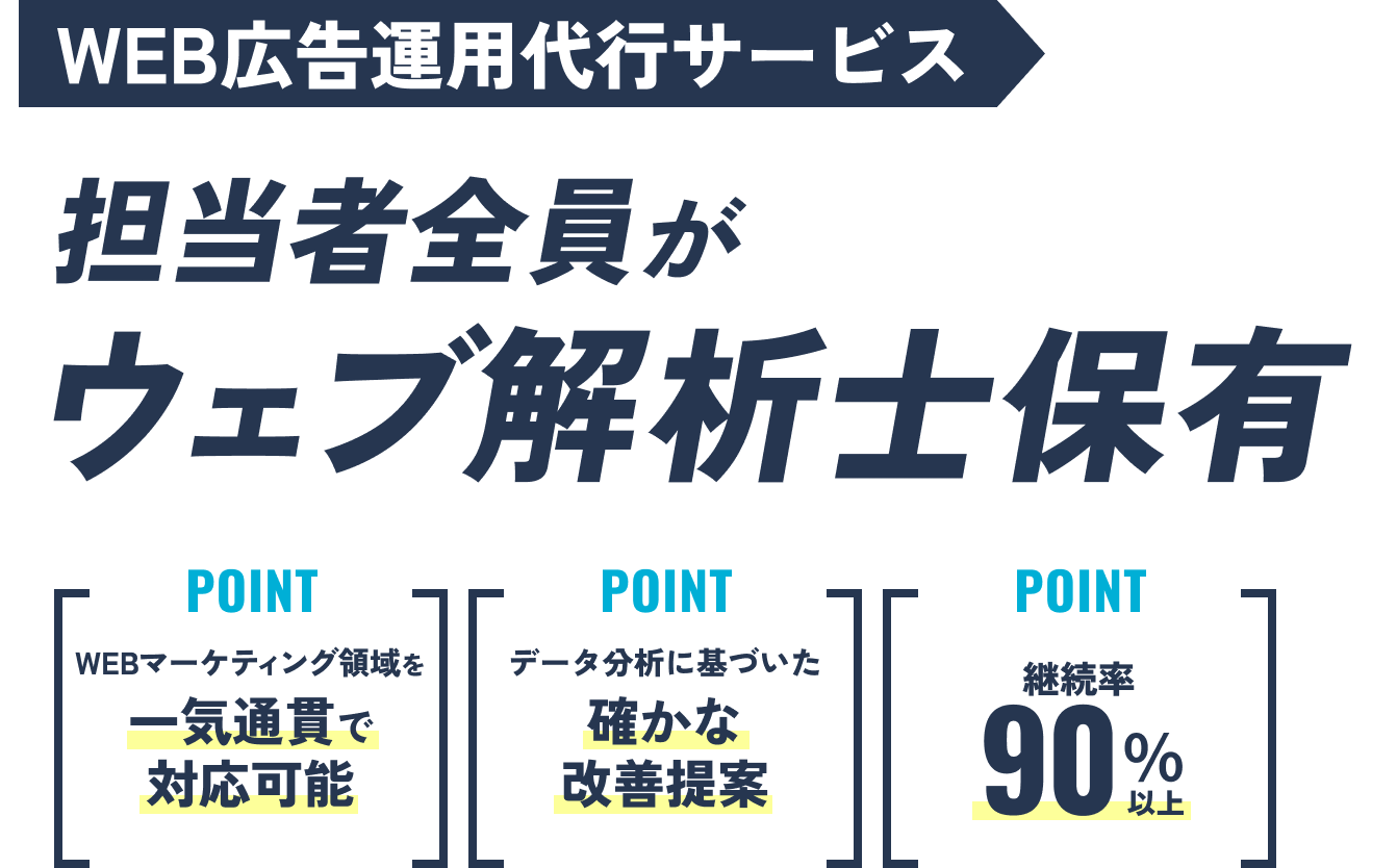 WEB広告運用代行サービス 担当者全員がウェブ解析士保有